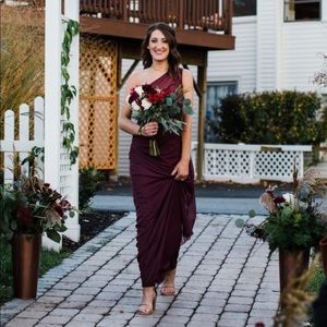 BEAUTIFUL Wine Fitted Full Length Bridesmaid Dress